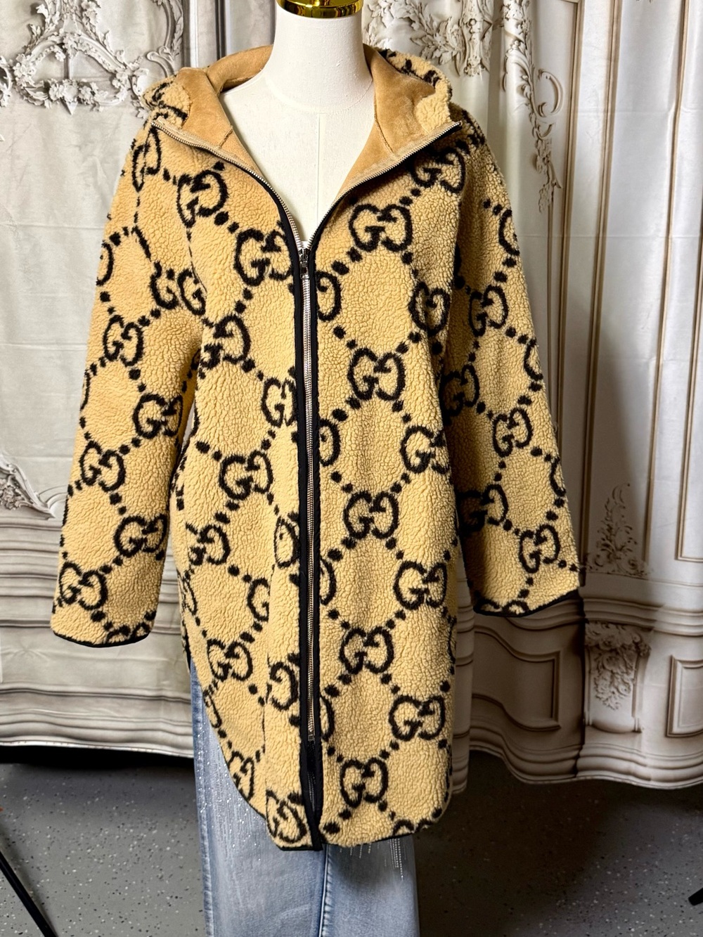 🤎 Angel Wings Teddy Fleece Monogram Zip-Up Jacket